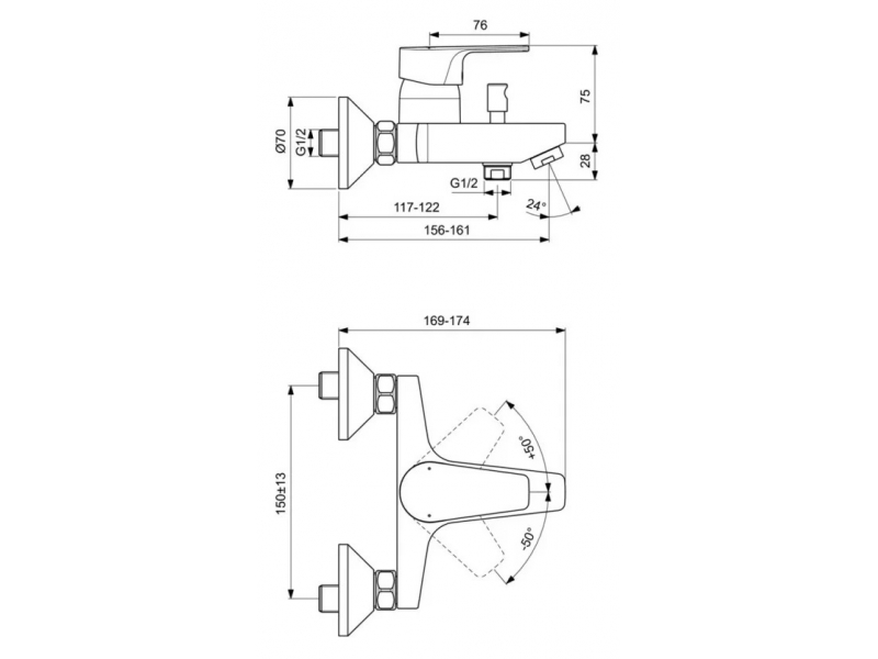 Купить Смеситель Ideal Standard Cerafine D для ванны с душем, хром, BC692AA