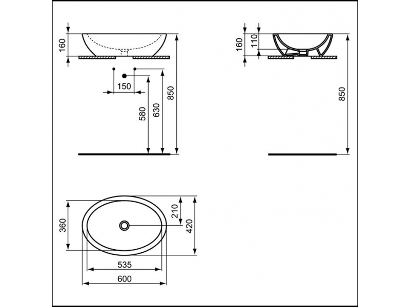 Купить Раковина Ideal Standard Strada K078401 60 см