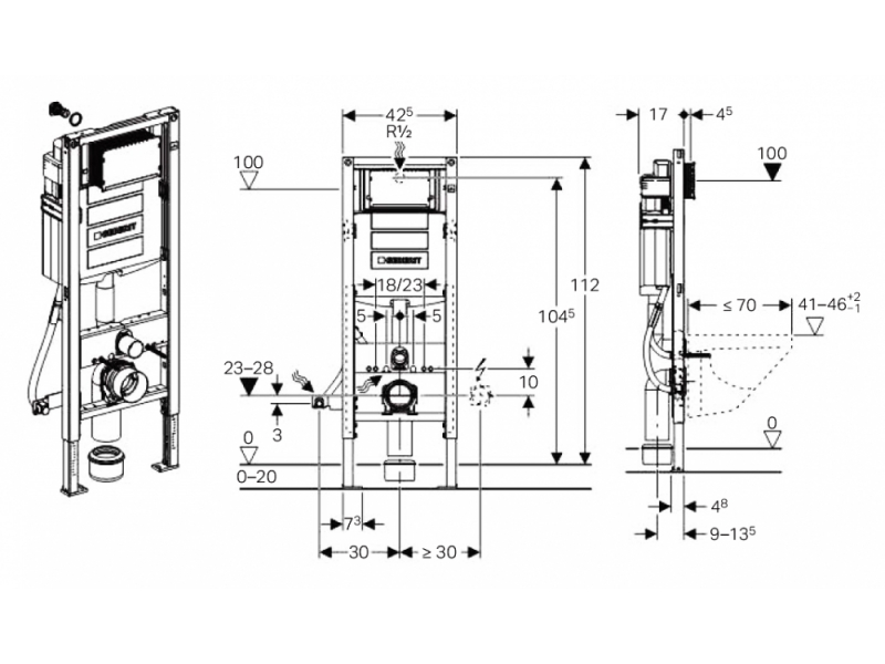 Купить Инсталляция Geberit Duofix Up 320 111.350.00.5 для унитаза, узкая, для лиц с ограниченными возможностями