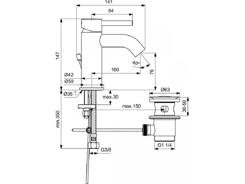 Купить Смеситель Ideal Standard Ceraline BC203U5 для умывальника, белый матовый и хром