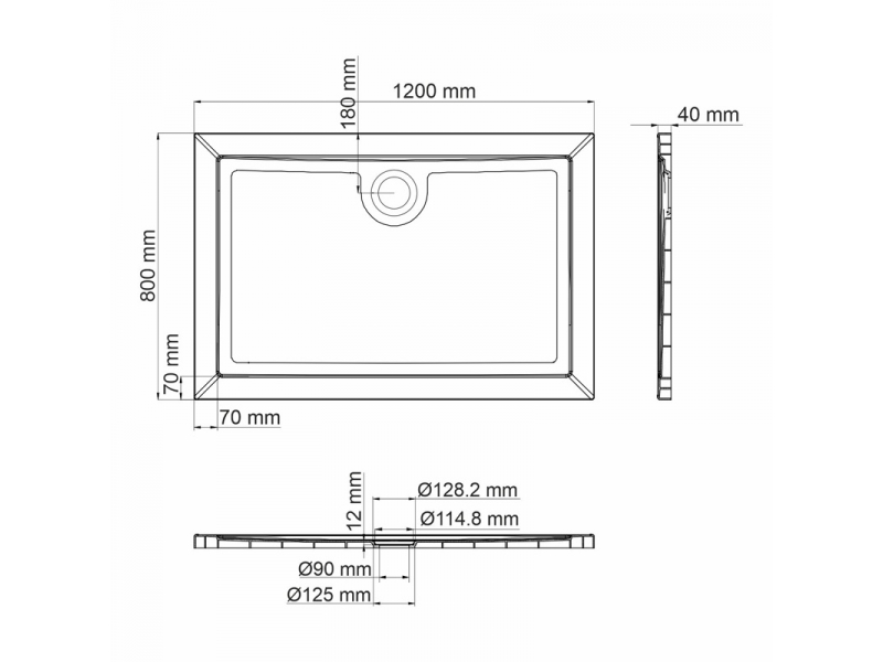 Купить Душевой поддон WasserKRAFT Salm 27T, 120 х 80 см, белый, 27T06