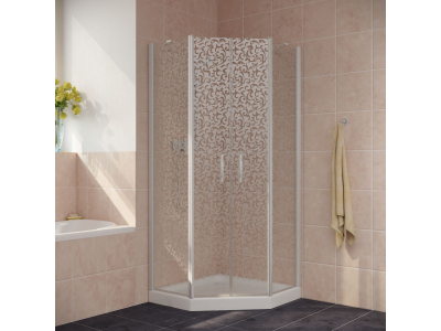 Душевой уголок Vegas Glass EFA-Pen Lux, 100 x 100 x 199.5 см, профиль белый, стекло ретро