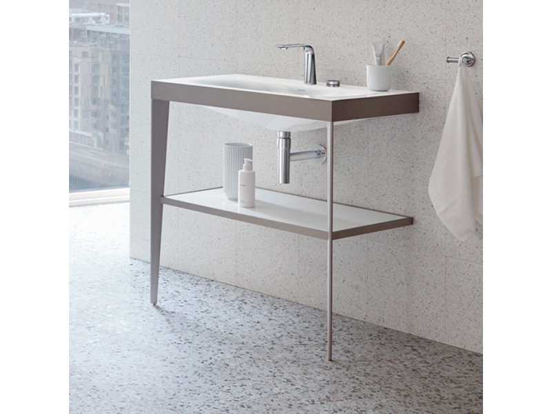 Купить Консоль напольная Duravit XViu XV4715EB185 80 x 48 x 85 см с полкой, с раковиной без перелива, 2 отв., champagne matt/white high gloss lacquer