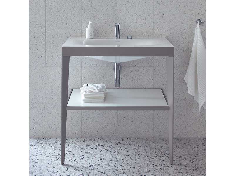 Купить Консоль напольная Duravit XViu XV4715EB185 80 x 48 x 85 см с полкой, с раковиной без перелива, 2 отв., champagne matt/white high gloss lacquer