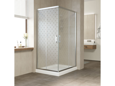 Душевой уголок Vegas Glass Za-F 120 x100 x 190 см, профиль хром глянцевый, стекло флёр-де-лис