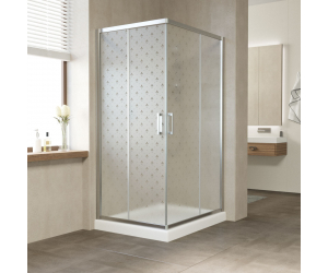 Душевой уголок Vegas Glass Za-F 120 x100 x 190 см, профиль хром глянцевый, стекло флёр-де-лис
