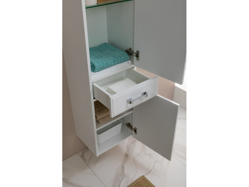 Купить Пенал Aquanet Рондо 35, дверцы, ящик, белый, 00189159