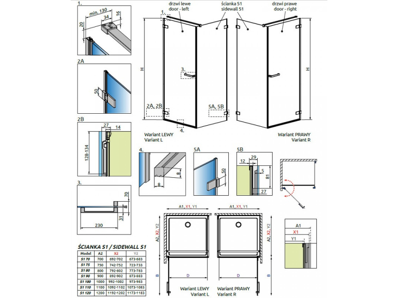 Купить Душевой уголок Radaway Arta KDJ I 90 x 90, левая дверь, стекло прозрачное