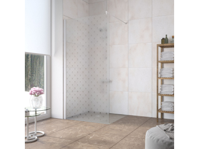 Неподвижная стенка Vegas Glass EAF Lux 76 01 R05, профиль - белый, стекло – флер-де-лис, 76*199,5 см
