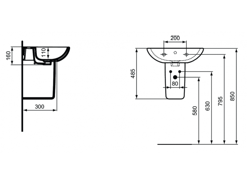 Купить Полупьедестал под раковину Ideal Standard Tesi T033401 с крепежом TT0299331