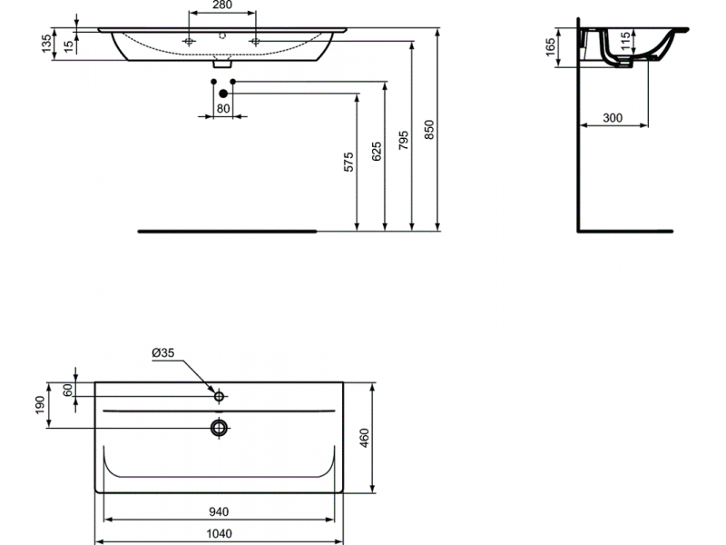 Купить Раковина Ideal Standard Connect Air Vanity E027401 104 см