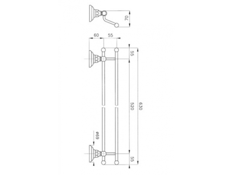 Купить Полотенцедержатель Nicolazzi Classica 1498 BZ, бронза, 63 см