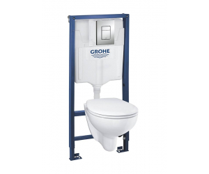 Инсталляция Grohe Solido Compact 39586000 с безободковым унитазом, сиденье микролифт, комплект