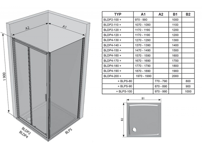 Купить Неподвижная стенка Ravak Blix BLPS-100, профиль белый, витраж грейп, 9BHA0100ZG