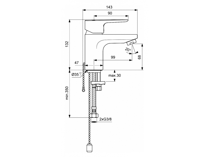 Купить Смеситель Ideal Standard Ceraplan III Slim для раковины, хром, BC564AA
