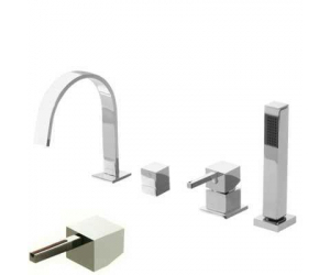 Смеситель Bandini Ice Cube 2 766340PN05LT для ванны/душа, никель/ручка тик