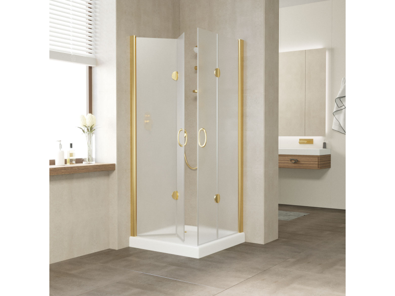 Купить Душевой уголок Vegas Glass 2GPS Lux, 90 x 90 x 199.5 см, профиль золото, стекло сатин