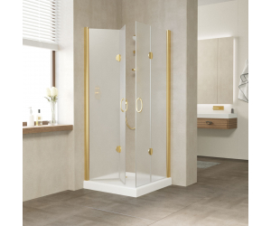 Душевой уголок Vegas Glass 2GPS Lux, 90 x 90 x 199.5 см, профиль золото, стекло сатин