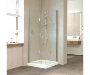 Душевой уголок Vegas Glass 2GPS Lux, 90 x 80 см, профиль белый, стекло ретро