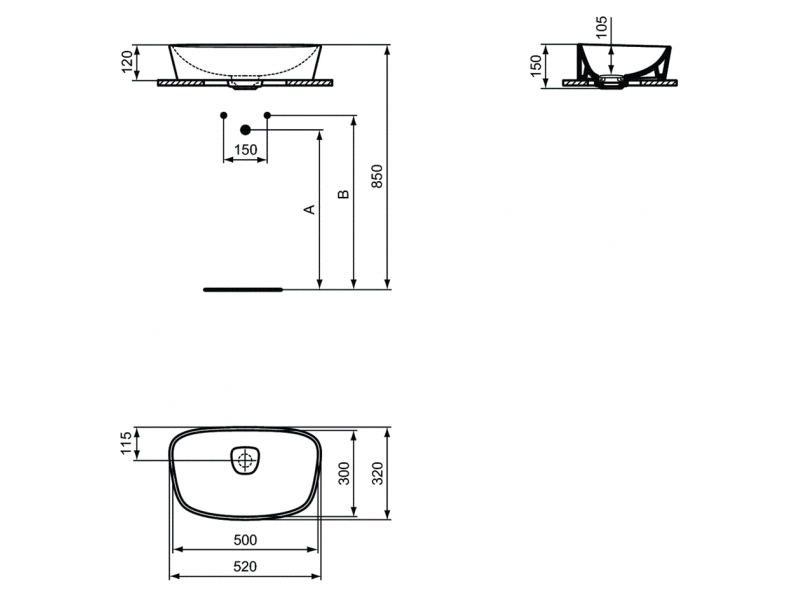 Купить Раковина Ideal Standard Dea 52 см, белый, T044301