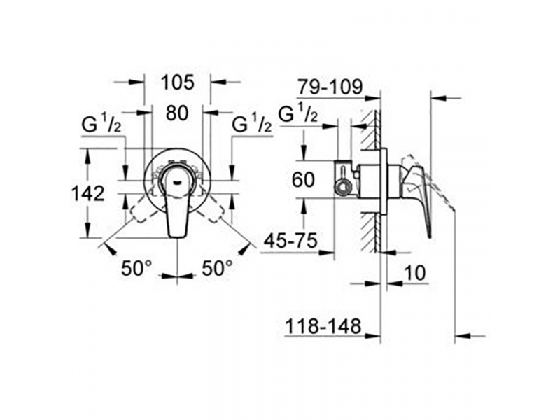 Купить Гигиенический душ Grohe BauFlow, со смесителем, хром, 124900