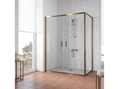 Душевой уголок Vegas Glass Z2P+ZPV, 200 x 80 x 190 см, профиль бронза, стекло прозрачное
