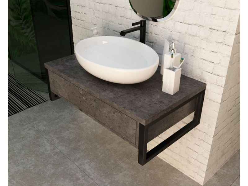 Купить Тумба 1Marka Grunge Loft 80П, бетон темно-серый, У85848