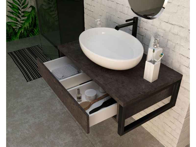 Купить Тумба 1Marka Grunge Loft 80П, бетон темно-серый, У85848