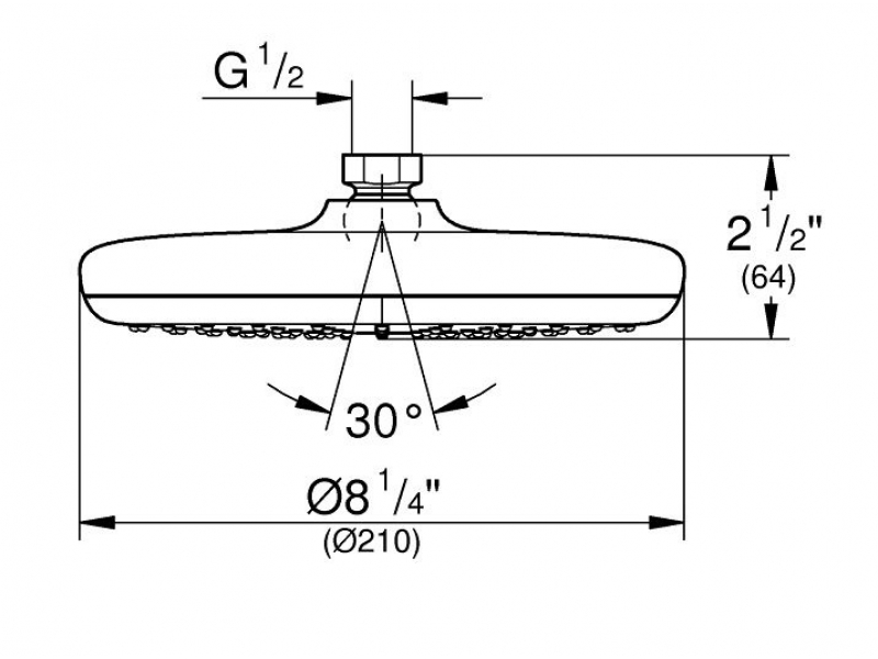 Купить Верхний душ Grohe Tempesta 210 26409000/26410000/26408000, 210х210 мм, 1 режим струи, без держателя, хром