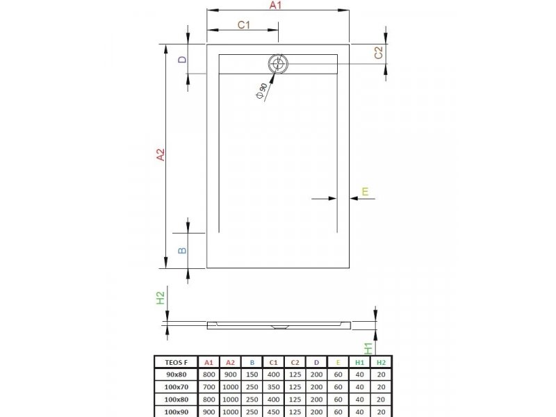 Купить Поддон для душа Radaway Teos F, 100 x 90 см, прямоугольный, HTF10090-74