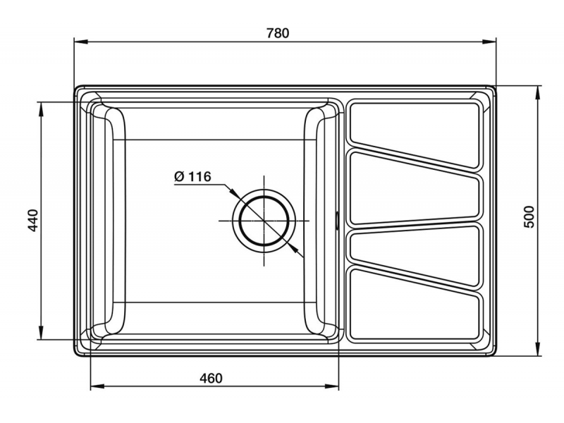 Купить Кухонная мойка GranFest Vertex GF-V-780 L, 78х50 см, песочная