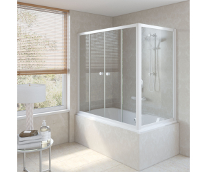 Ограждение на ванну раздвижное с неподвижной боковой стороной Vegas Glass Z2V+ZVF 150*90, вход в центре