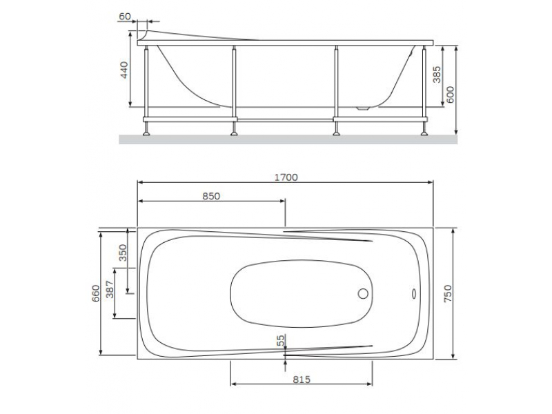 Купить Ванна акриловая Am.Pm Sensation W30A-170-075W-A, 170 х 75 см