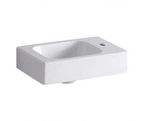 Раковина Geberit iCon 38 х 28 см, без перелива, отверстие под смеситель на крыле, белая, 124736000/124836000