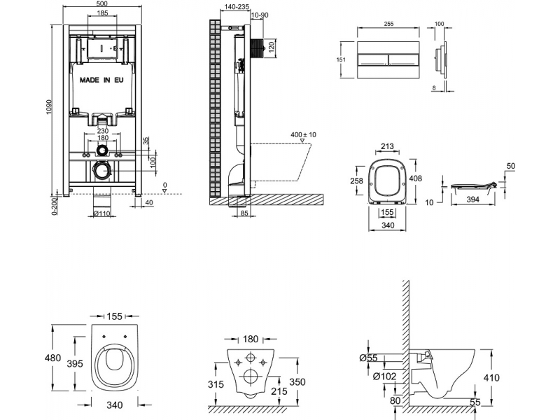 Купить Инсталляция Jacob Delafon E21747RU-00 с безободковым унитазом Struktura compact EDF102, сиденье микролифт, клавиша белая (E29025+E4316+EDF102+E70025)