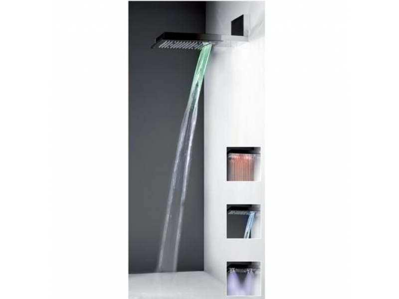 Купить Верхний душ Gessi Private Welness Minimali 32843/238 с подсветкой, 350*350 мм, 3 режим струи, с держателем