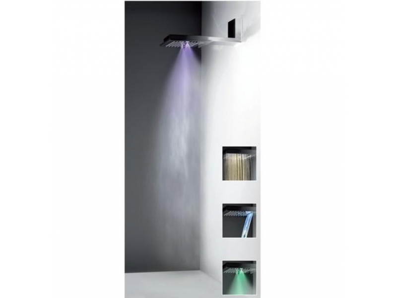 Купить Верхний душ Gessi Private Welness Minimali 32843/238 с подсветкой, 350*350 мм, 3 режим струи, с держателем