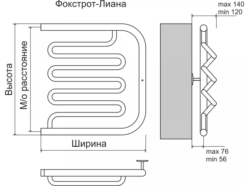 Купить Полотенцесушитель водяной Terminus Фокстрот Лиана 600x600, ширина 60 см, высота 63.2 см, боковое подключение