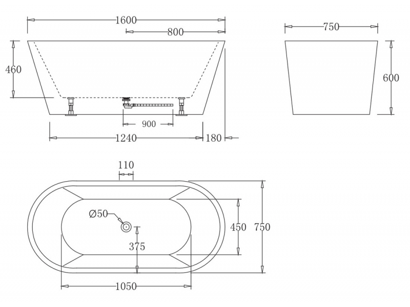 Купить Акриловая ванна BelBagno BB71-1600