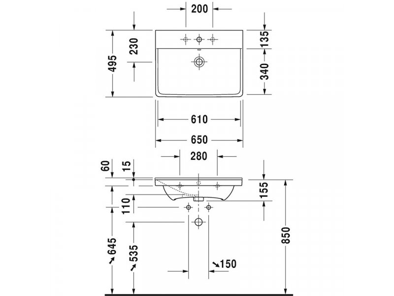 Купить Раковина Duravit P3 Comforts 65 х 50 см, 2332650000