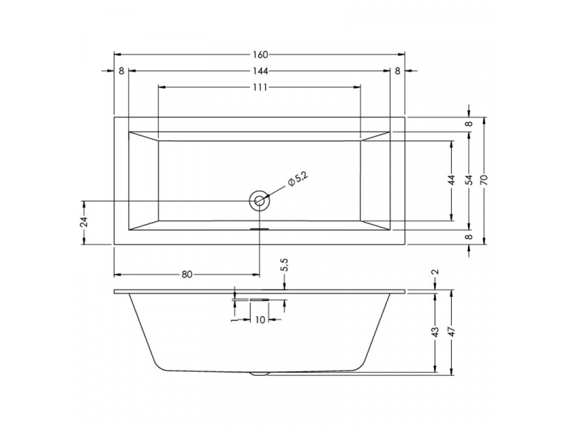 Купить Акриловая ванна Riho Rething Cubic 160 x 70 см Pulg&Play, BD8700500000000