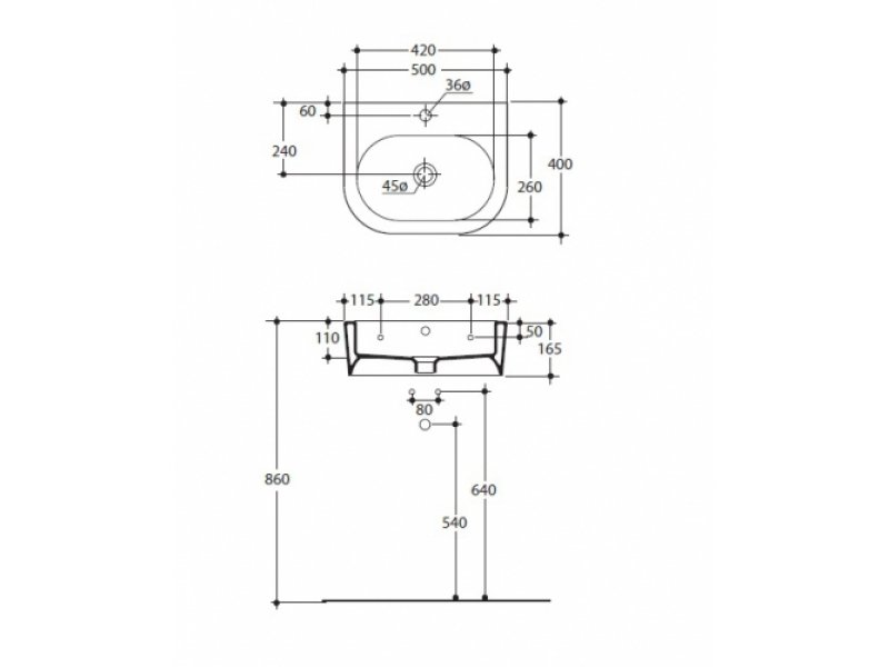 Купить Раковина Kerasan Flo 3141, 50*40 см