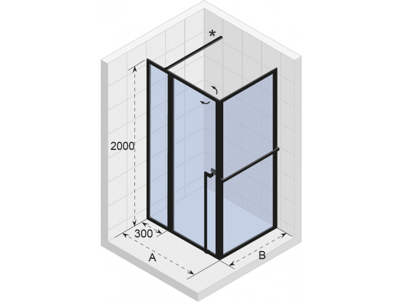 Купить Душевой уголок Riho Lucid GD203 GD211B100 110 x 100 x 200 см, стекло прозрачное, профиль черный матовый