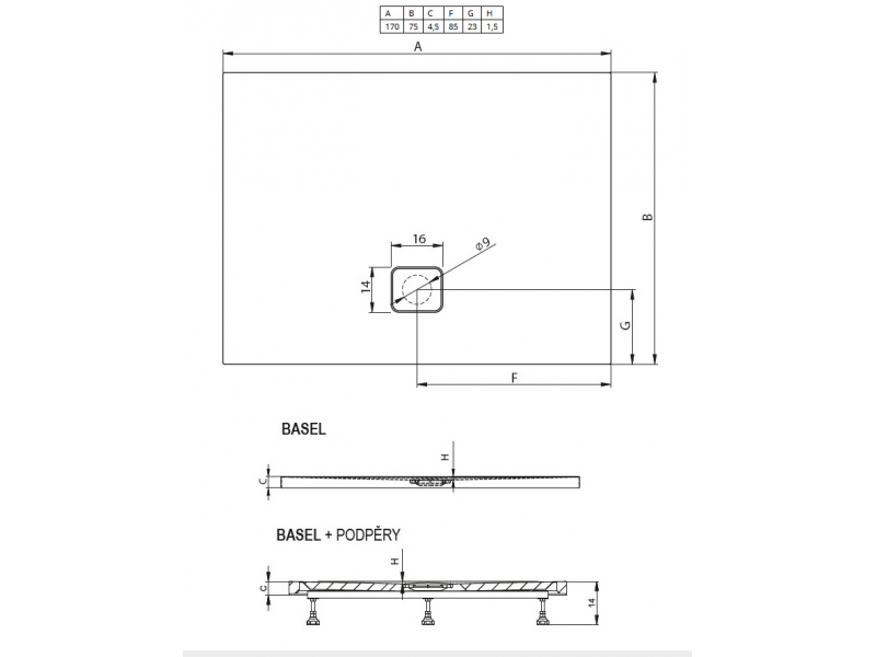 Купить Душевой поддон Riho Basel 423 170 x 75 см DC330050000000S акриловый, прямоугольный, цвет белый