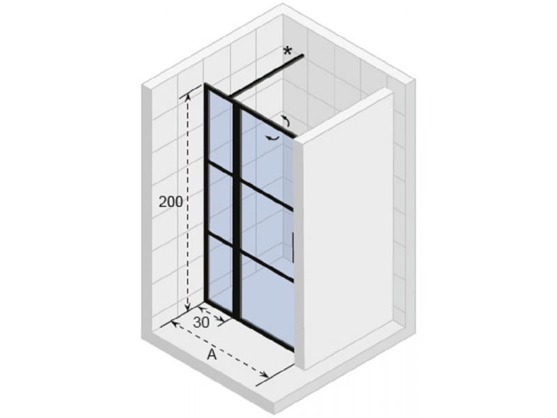 Купить Душевая дверь в нишу Riho Grid XL GB104, GB1120000, 120 х 200 см с фиксированной частью 30 см