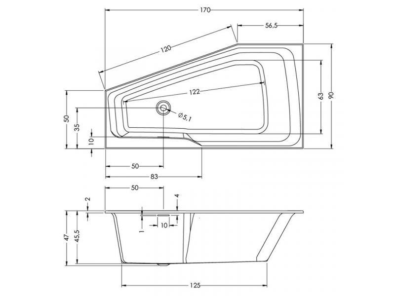 Купить Акриловая ванна Riho Rething Space 170 x 90 см