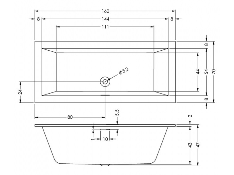 Купить Акриловая ванна Riho Rething Cubic 160 x 70 см, белая, BR0600500000000