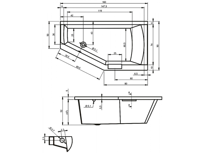 Купить Ванна акриловая Riho Geta 160 x 90 см, левая/правая (BA8600500000000)