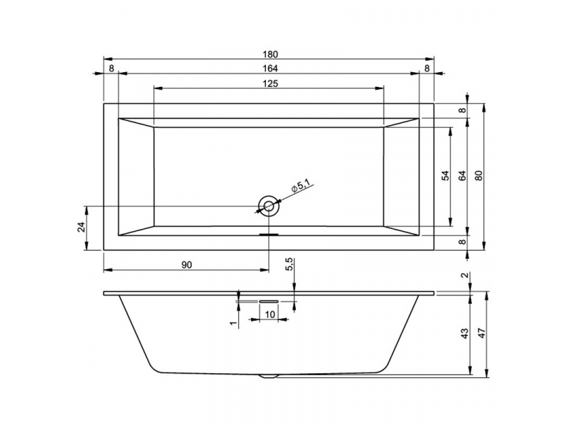 Купить Акриловая ванна Riho Rething Cubic 180 x 80 см Pulg&Play, BD9100500000000