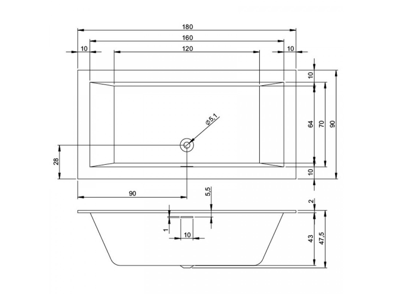 Купить Акриловая ванна Riho Rething Cubic 180 x 90 см Pulg&Play, BD9300500000000